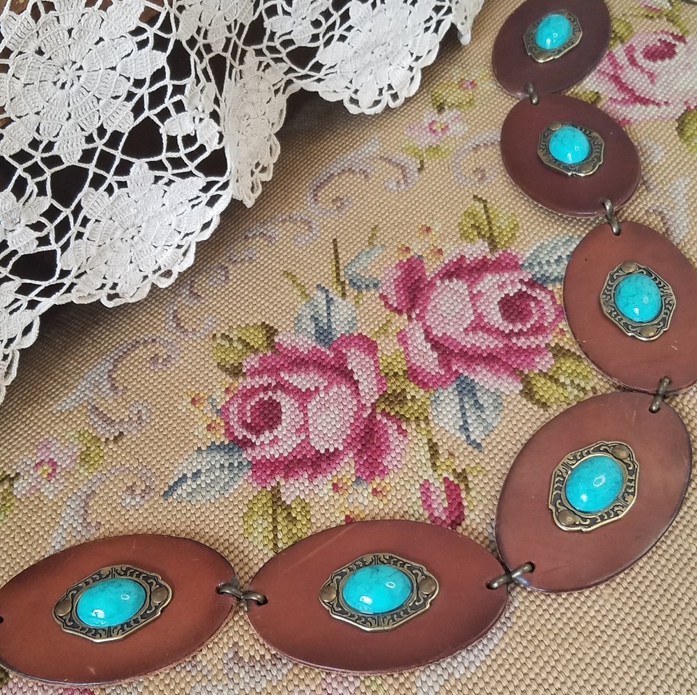 Leather & Turquoise Belt
